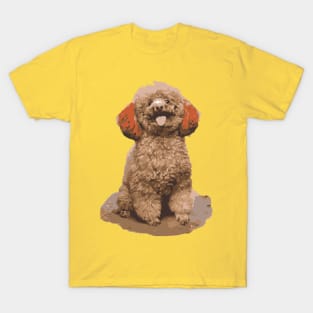 the dog sits on the ground - vector image T-Shirt